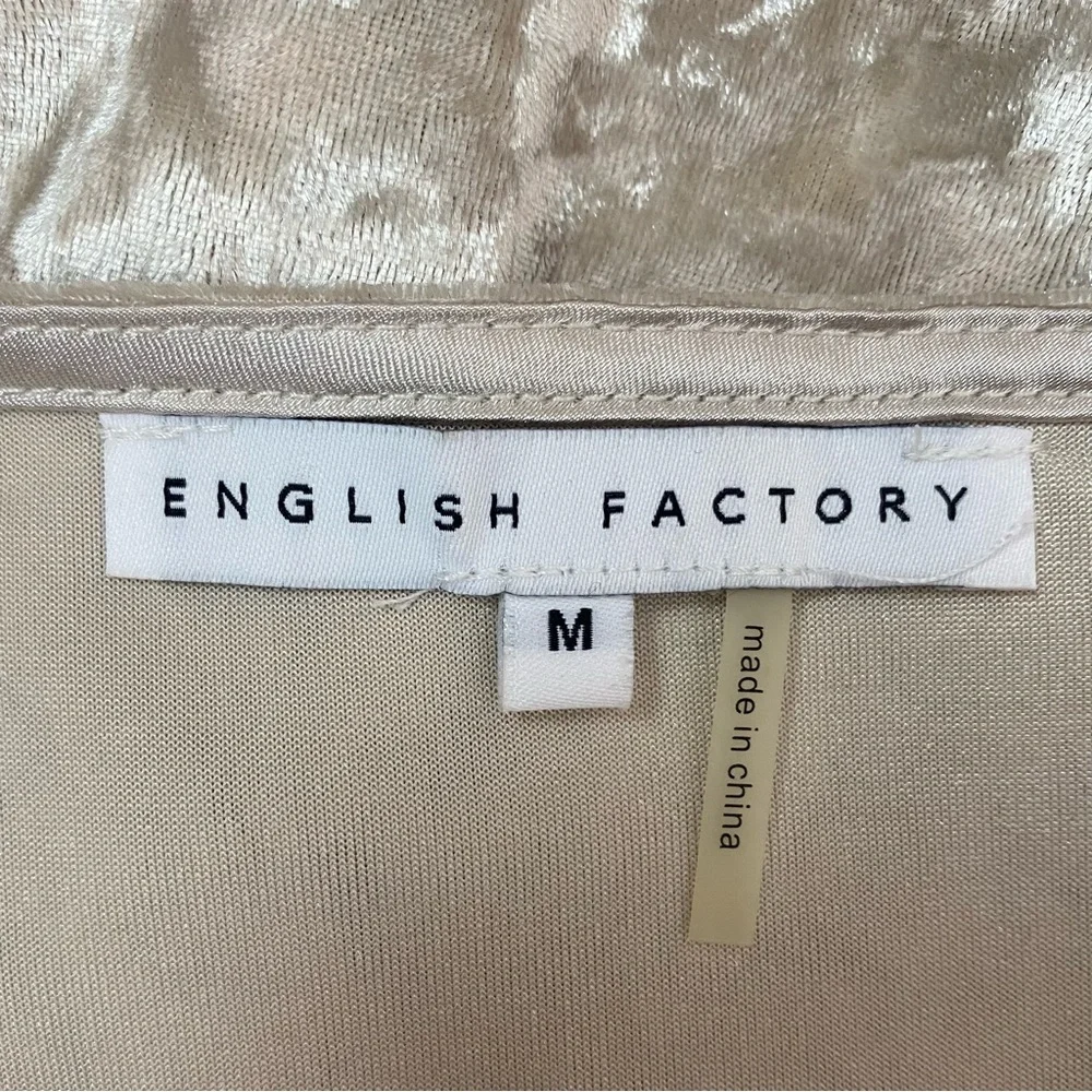 English Factory Velvet Slip Mini Dress Champagne Size Medium - Picture 4 of 5